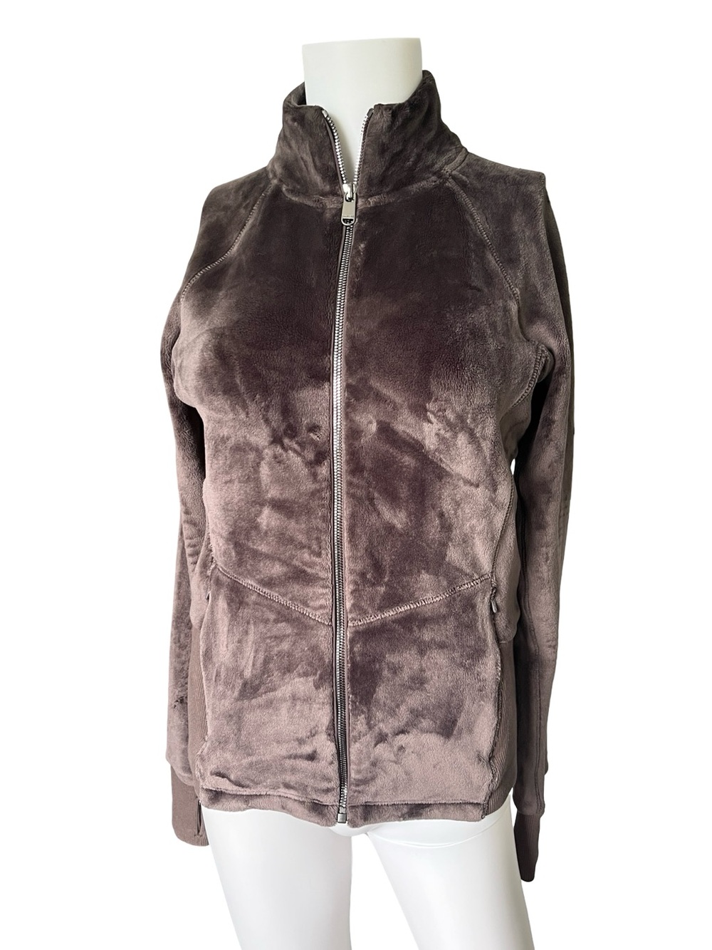 Athleta Cloud Fleece Jacket Full Zip Dark Purple Soft Womens Size XS